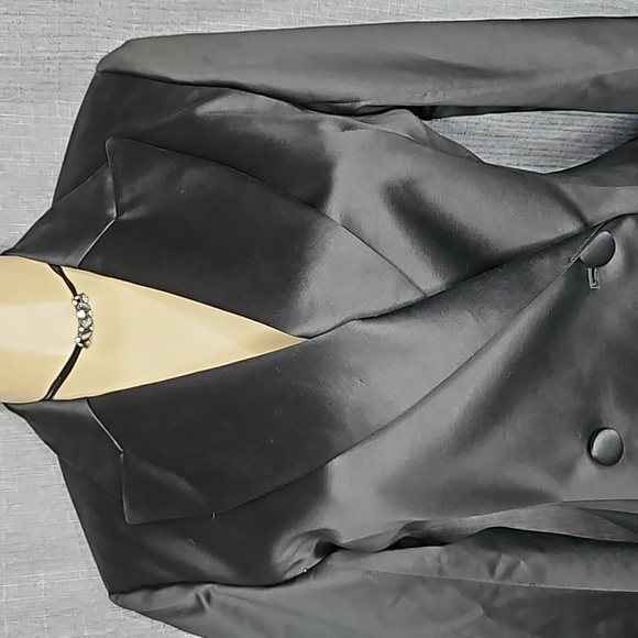 PINK TARTAN DBLE BREASTED CROPPED SATIN LOOK JACKET SIZE 2 - Picture 2 of 9